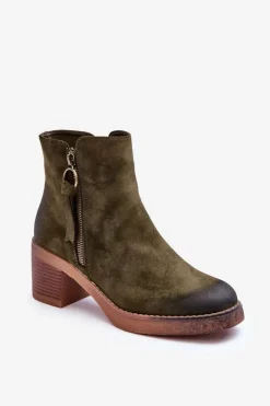 Botki Ocieplane|Czarne Botki>Boto Zamszowe Klasyczne Botki Damskie Zielone Limoso