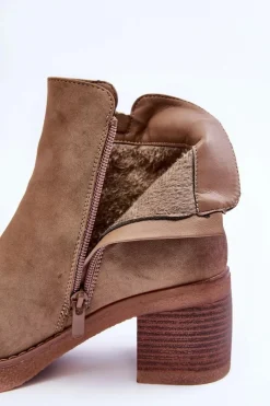 Discount Zamszowe Klasyczne Botki Damskie Beżowe Limoso Damskie Botki Ocieplane|Czarne Botki