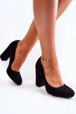 Outlet Boto Zamszowe Klasyczne Czółenka Na Obcasie Czarne Reiser