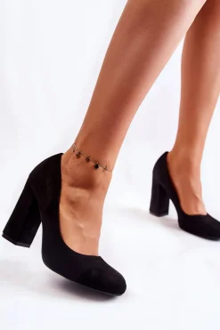 Outlet Boto Zamszowe Klasyczne Czółenka Na Obcasie Czarne Reiser