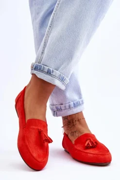 Best Boto Zamszowe Klasyczne Mokasyny Z Frędzlami Ciemnopomarańczowe Averil