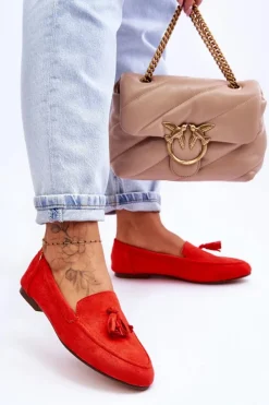 Best Boto Zamszowe Klasyczne Mokasyny Z Frędzlami Ciemnopomarańczowe Averil