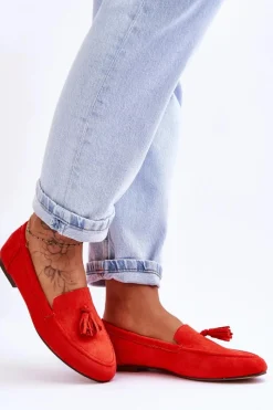 Best Boto Zamszowe Klasyczne Mokasyny Z Frędzlami Ciemnopomarańczowe Averil