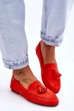 Best Boto Zamszowe Klasyczne Mokasyny Z Frędzlami Ciemnopomarańczowe Averil