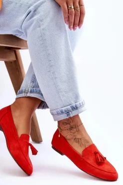 Best Boto Zamszowe Klasyczne Mokasyny Z Frędzlami Ciemnopomarańczowe Averil