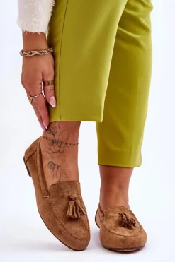 Clearance Zamszowe Klasyczne Mokasyny Z Frędzlami Brązowe Averil Damskie Mokasyny Damskie Zamszowe