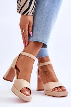 Best Boto Zamszowe Klasyczne Sandały Na Platformie Beżowe Classy