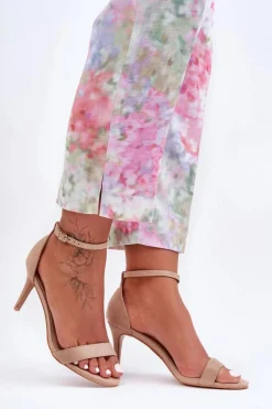 Sale Boto Zamszowe Klasyczne Sandały Na Szpilce Beżowe Tossa