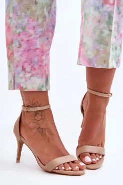 Sale Boto Zamszowe Klasyczne Sandały Na Szpilce Beżowe Tossa