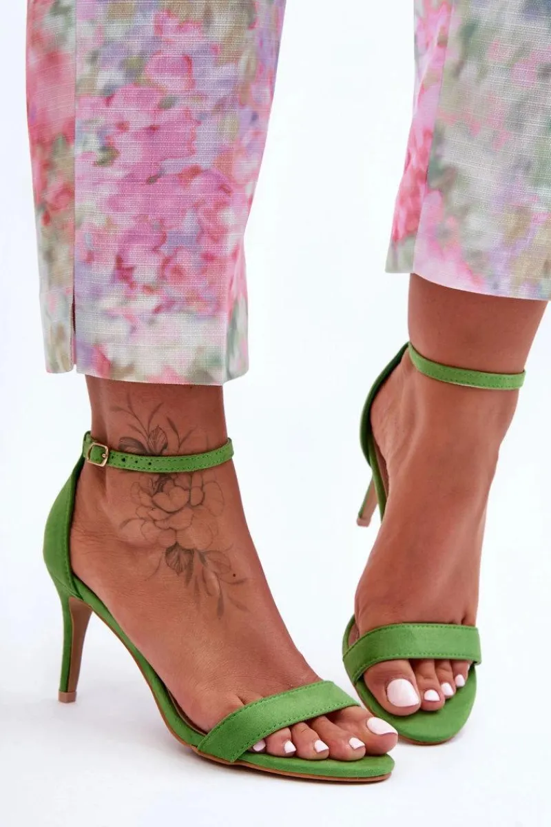 Sandały Na Obcasie>Boto Zamszowe Klasyczne Sandały Na Szpilce Zielone Tossa