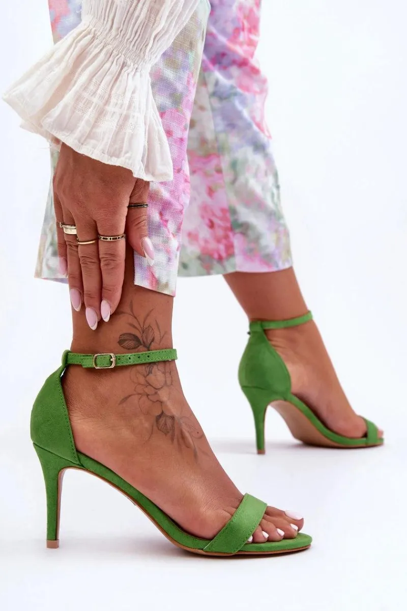 Sandały Na Obcasie>Boto Zamszowe Klasyczne Sandały Na Szpilce Zielone Tossa