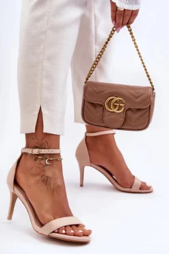 Sandały Na Obcasie>Boto Zamszowe Klasyczne Sandały Na Szpilce Jasnobeżowe Tossa