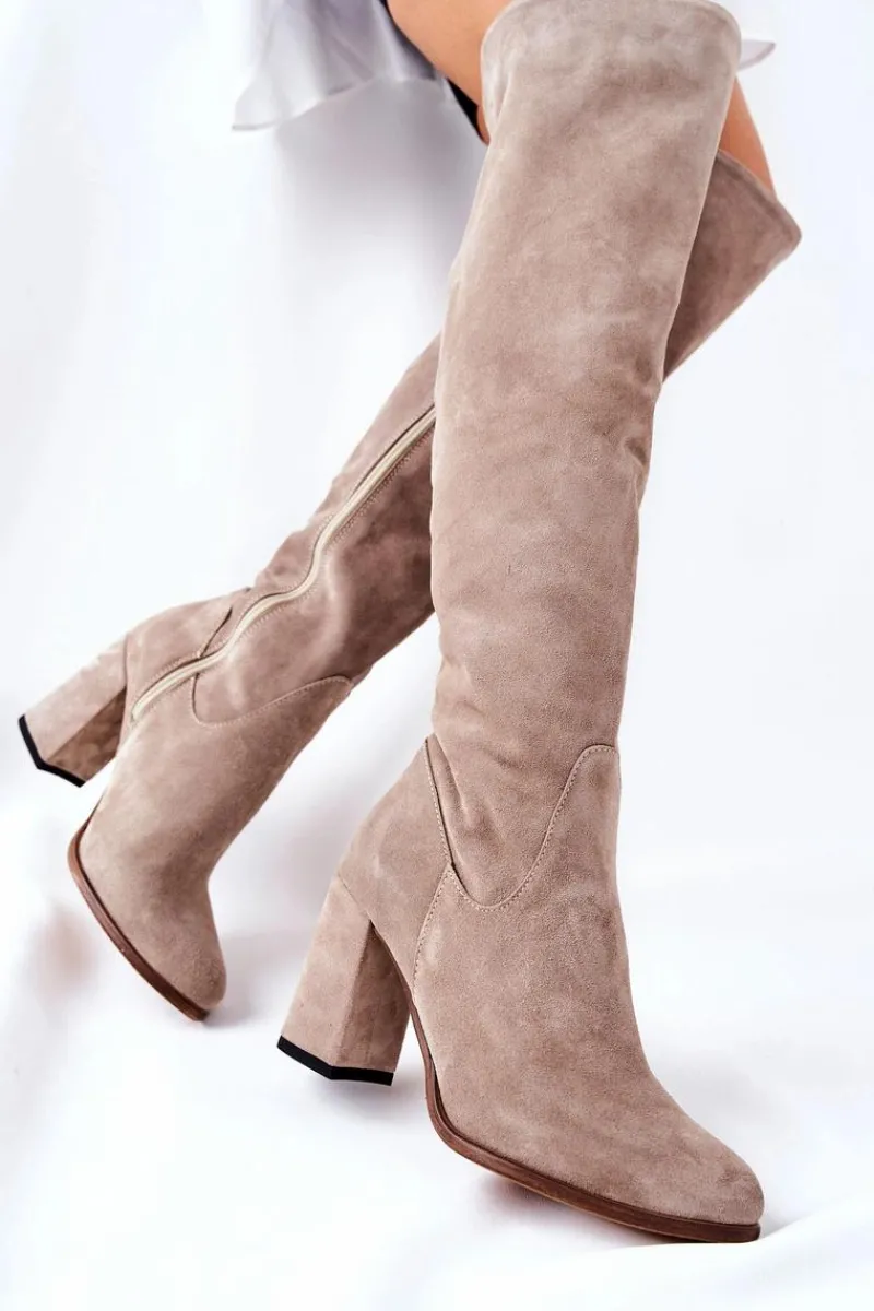 Best Zamszowe Kozaki Cappuccino Shernan Damskie Kozaki Wiosenne|Kozaki Za Kolano