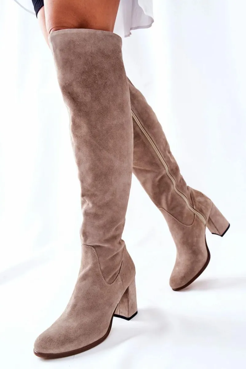 Best Zamszowe Kozaki Cappuccino Shernan Damskie Kozaki Wiosenne|Kozaki Za Kolano