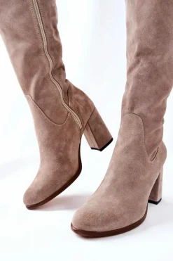 Best Zamszowe Kozaki Cappuccino Shernan Damskie Kozaki Wiosenne|Kozaki Za Kolano