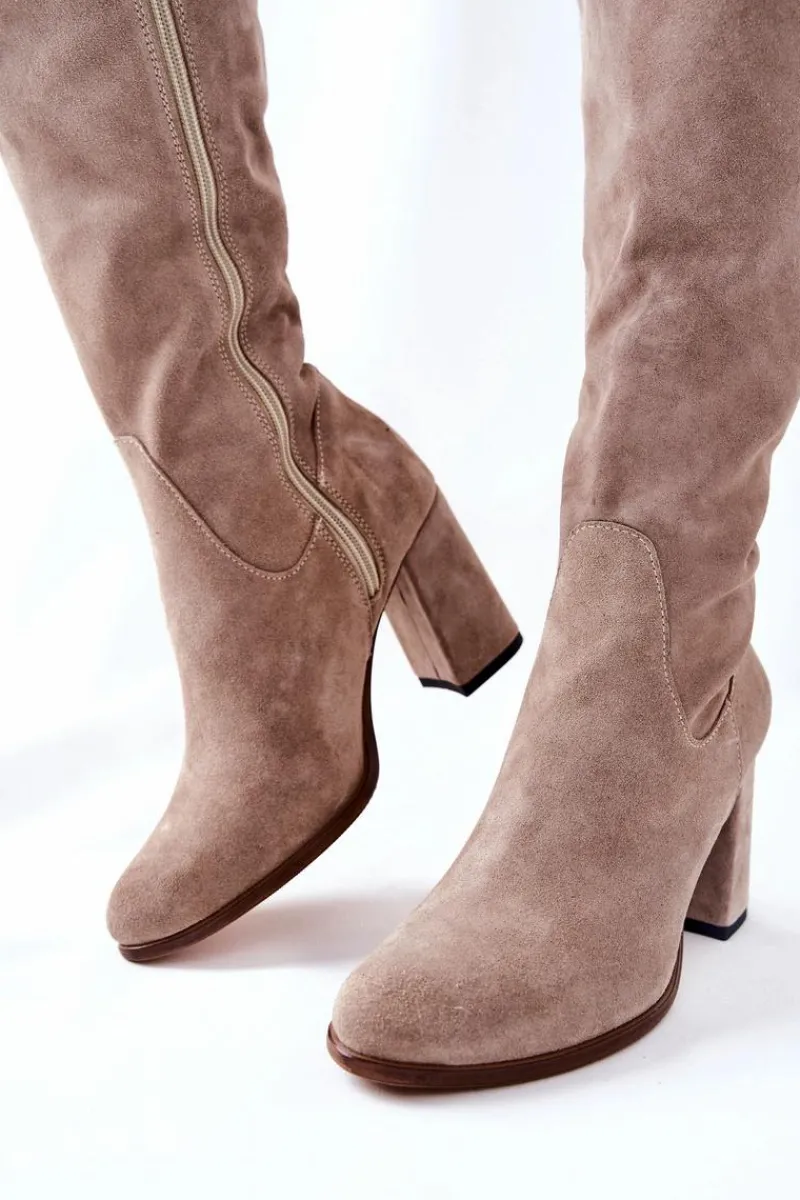 Best Zamszowe Kozaki Cappuccino Shernan Damskie Kozaki Wiosenne|Kozaki Za Kolano