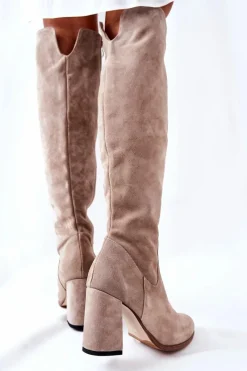 Best Zamszowe Kozaki Cappuccino Shernan Damskie Kozaki Wiosenne|Kozaki Za Kolano