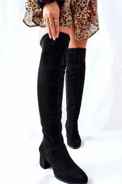 Hot Boto Zamszowe Kozaki Czarne Nicole 2582