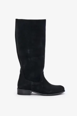 Outlet Zazoo Zamszowe Kozaki Damskie Do Połowy Łydki Na Zamek Lewski 3616 Czarne Czarny