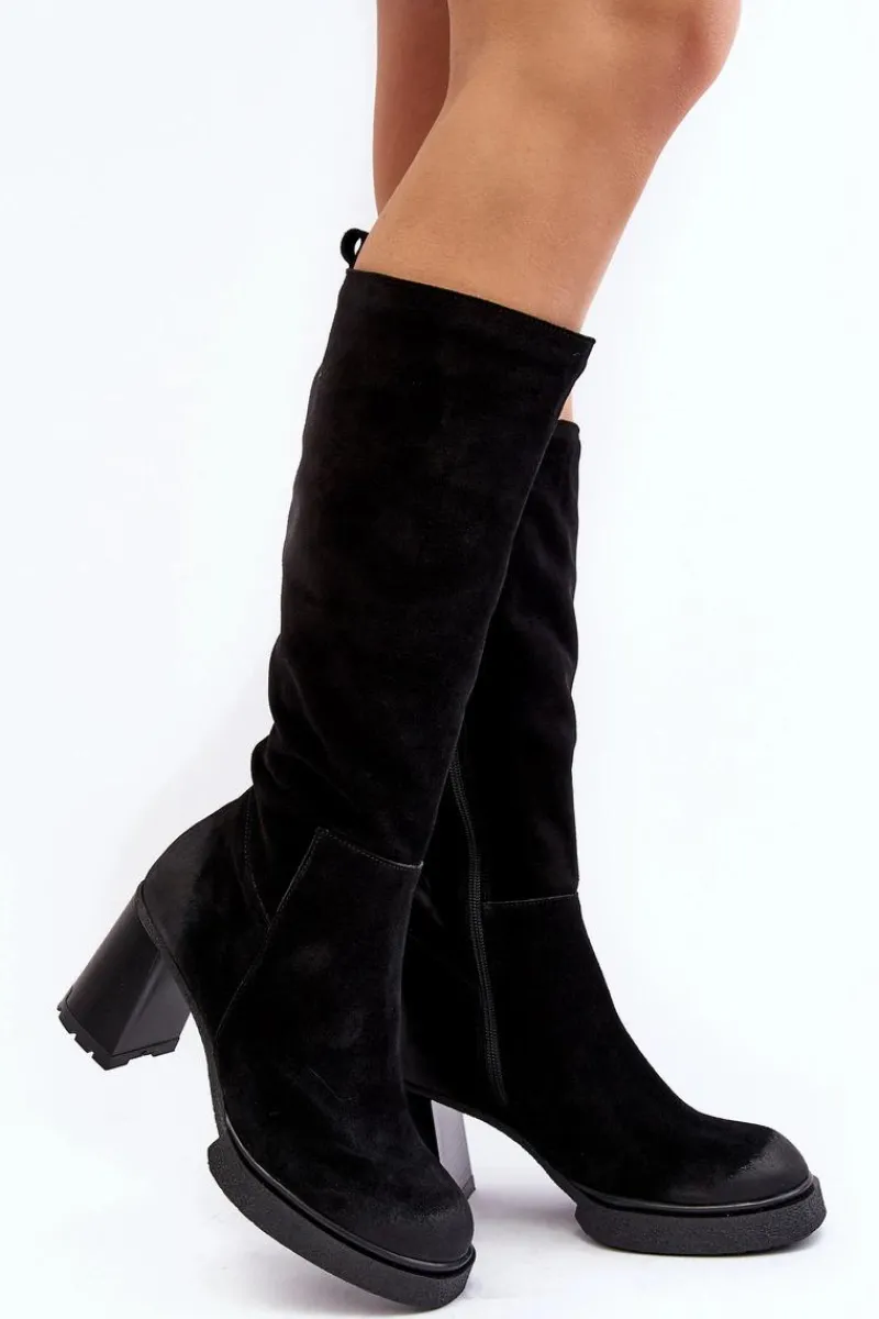 Online Zamszowe Kozaki Damskie Na Słupku Przed Kolano Lemar Czarne Ceraxa Damskie Kozaki Ocieplane|Kozaki Na Słupku