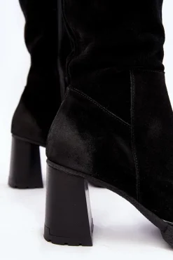 Online Zamszowe Kozaki Damskie Na Słupku Przed Kolano Lemar Czarne Ceraxa Damskie Kozaki Ocieplane|Kozaki Na Słupku