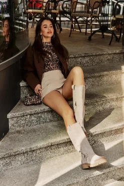 Best Zazoo Zamszowe Kozaki Damskie Przed Kolano Lewski 3615 Cappucino Beżowy