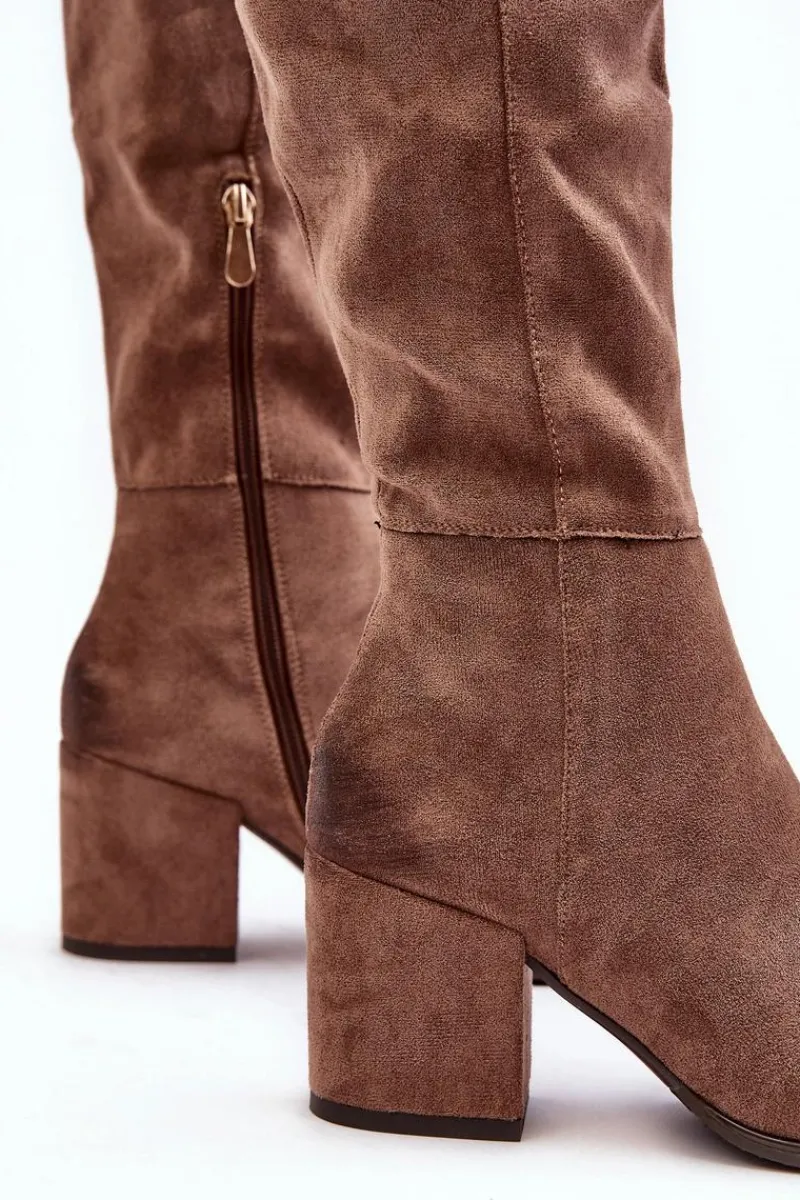 Kozaki Na Obcasie|Kozaki Zamszowe>Buty damskie Vinceza Zamszowe Kozaki Damskie Za Kolano Beżowe Favana