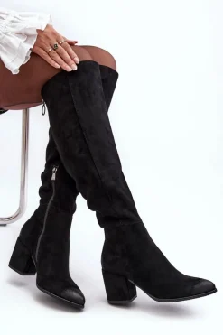 Online Zamszowe Kozaki Damskie Za Kolano Czarne Favana Damskie Kozaki Na Obcasie|Kozaki Zamszowe