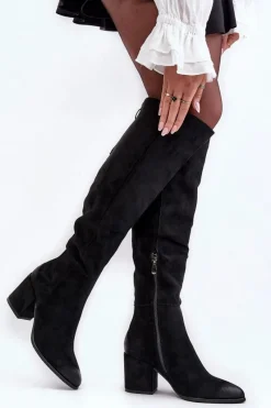 Online Zamszowe Kozaki Damskie Za Kolano Czarne Favana Damskie Kozaki Na Obcasie|Kozaki Zamszowe
