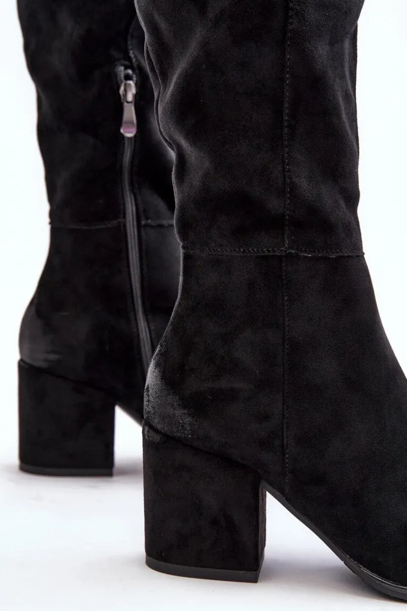 Online Zamszowe Kozaki Damskie Za Kolano Czarne Favana Damskie Kozaki Na Obcasie|Kozaki Zamszowe