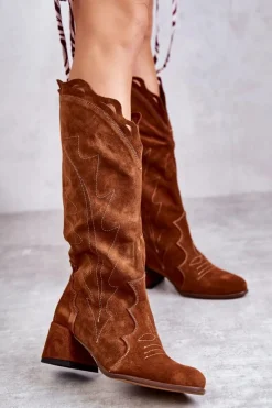 Online Boto Zamszowe Kozaki Do Kolana Brązowe Andreia