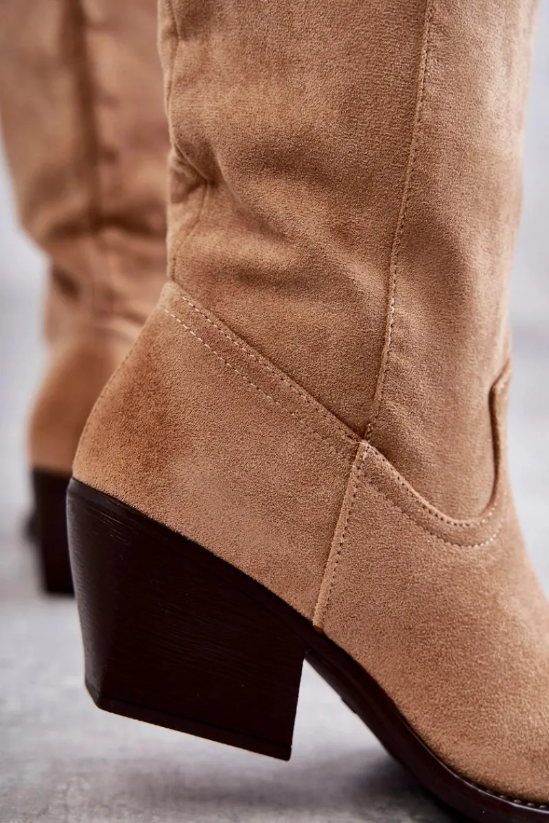 Kozaki Wiosenne|Kozaki Przed Kolano>Boto Zamszowe Kozaki Kowbojki Beżowe Casey