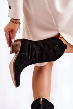 Discount Boto Zamszowe Kozaki Kowbojki Lewski Shoes 3198 Czarne