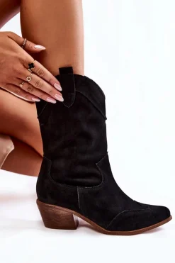 Discount Boto Zamszowe Kozaki Kowbojki Lewski Shoes 3198 Czarne