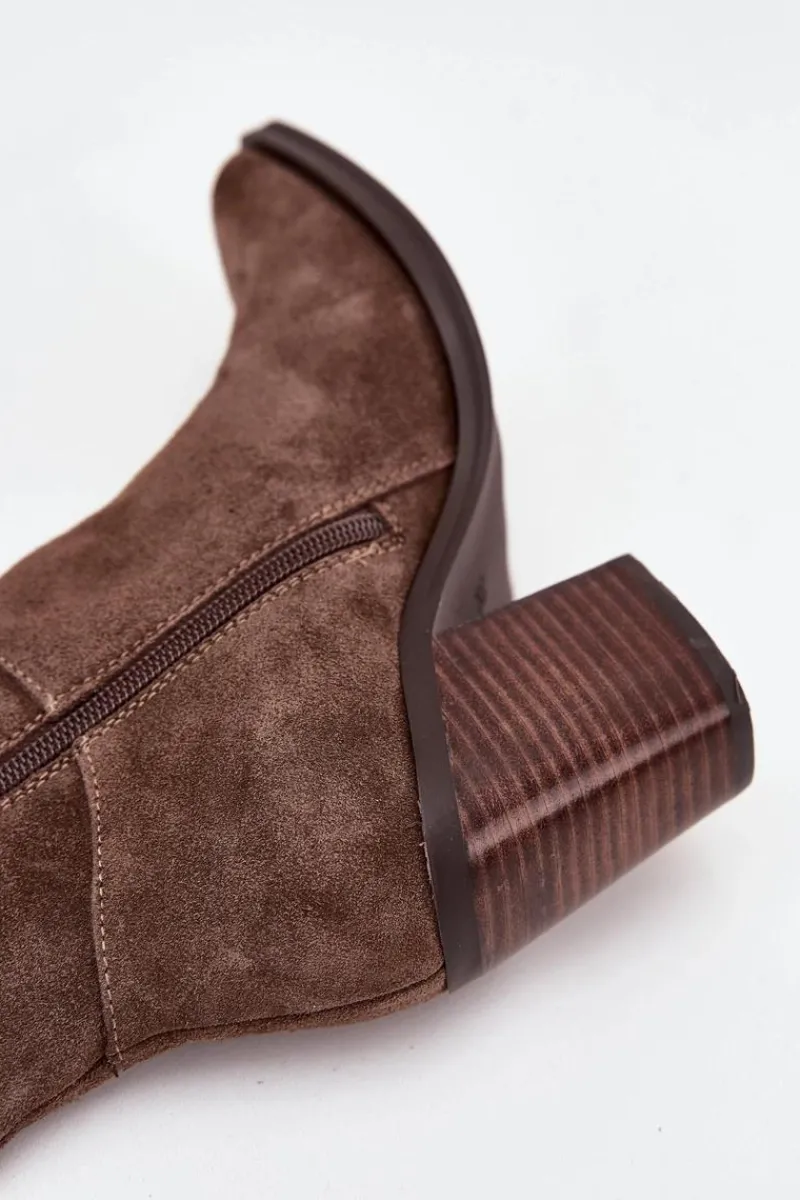 Kozaki Ocieplane|Kozaki Na Słupku>Boto Zamszowe Kozaki Na Słupku Zamek Brązowe Lissara Brązowy