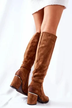 Kozaki Wiosenne|Kozaki Przed Kolano></noscript>Boto Zamszowe Kozaki Na Słupku Camel Corises