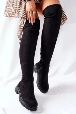 Sale Boto Zamszowe Kozaki Za Kolano Czarne Selina