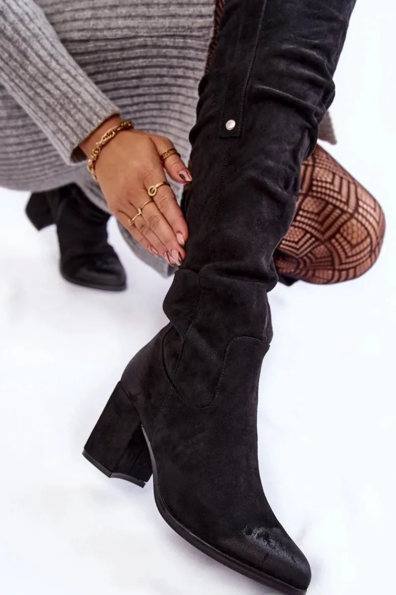 Sale Boto Zamszowe Kozaki Za Kolano La.Fi 270065B-SU Czarne