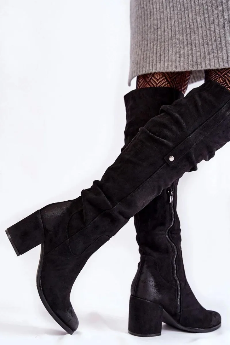 Sale Boto Zamszowe Kozaki Za Kolano La.Fi 270065B-SU Czarne