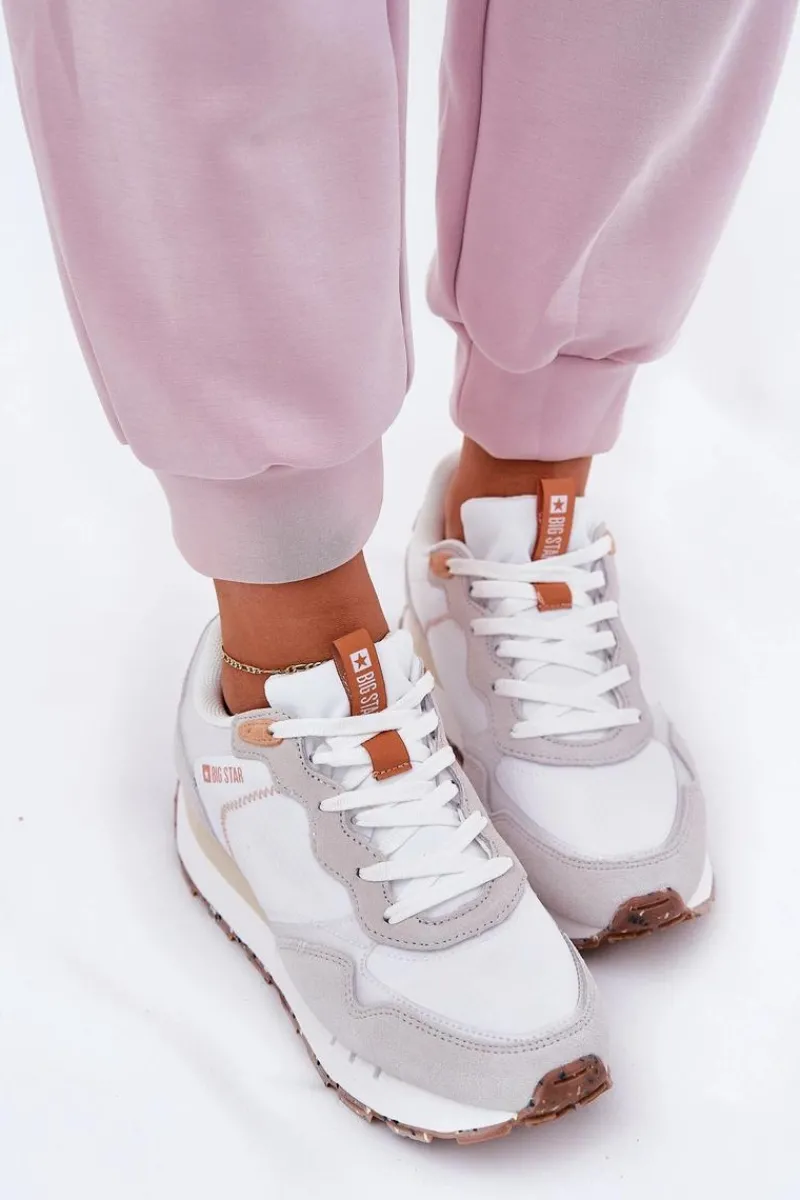 Clearance Big Star Shoes Zamszowe Lekkie Buty Sportowe Damskie Big Star RR274235 HI-POLY SYSTEM Beżowe Beżowy