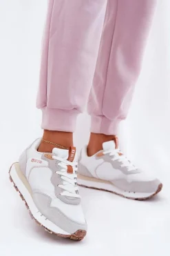 Clearance Big Star Shoes Zamszowe Lekkie Buty Sportowe Damskie Big Star RR274235 HI-POLY SYSTEM Beżowe Beżowy