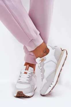 Clearance Big Star Shoes Zamszowe Lekkie Buty Sportowe Damskie Big Star RR274235 HI-POLY SYSTEM Beżowe Beżowy