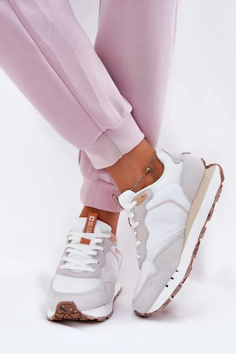 Clearance Big Star Shoes Zamszowe Lekkie Buty Sportowe Damskie Big Star RR274235 HI-POLY SYSTEM Beżowe Beżowy