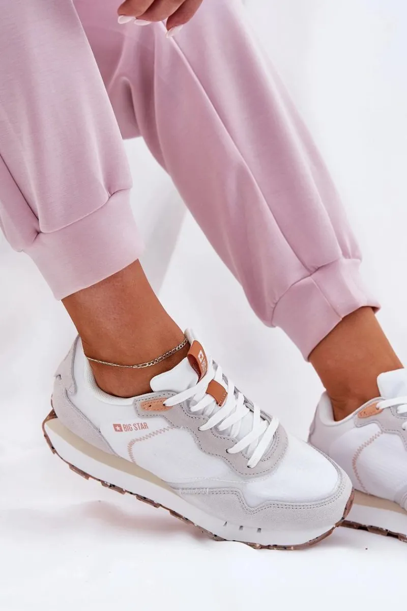 Clearance Big Star Shoes Zamszowe Lekkie Buty Sportowe Damskie Big Star RR274235 HI-POLY SYSTEM Beżowe Beżowy