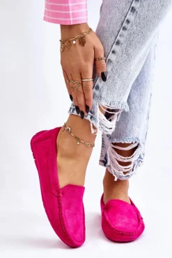 Loafersy Damskie|Mokasyny Damskie Zamszowe>Evento Zamszowe Mokasyny Damskie Fuksja Morreno Różowy