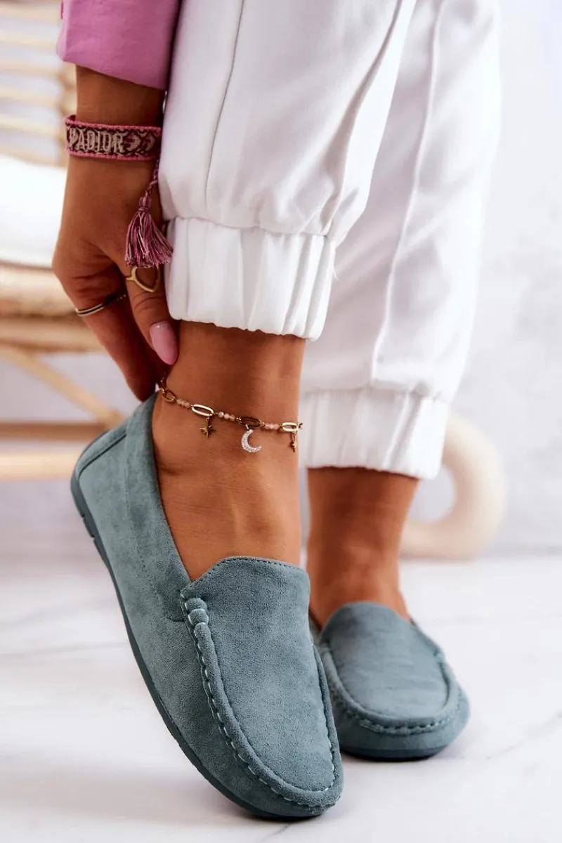Loafersy Damskie|Mokasyny Damskie Zamszowe>Evento Zamszowe Mokasyny Damskie Miętowe Morreno Zielony