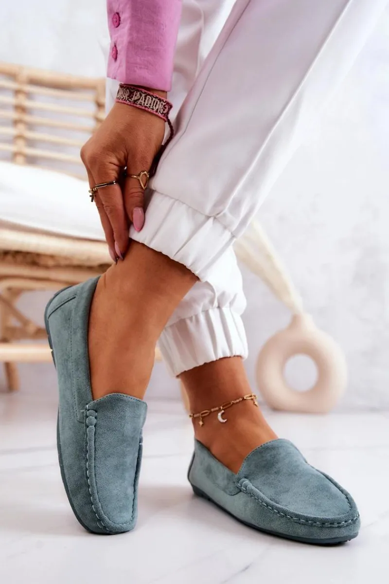 Loafersy Damskie|Mokasyny Damskie Zamszowe>Evento Zamszowe Mokasyny Damskie Miętowe Morreno Zielony