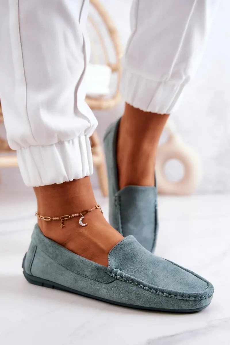 Loafersy Damskie|Mokasyny Damskie Zamszowe>Evento Zamszowe Mokasyny Damskie Miętowe Morreno Zielony