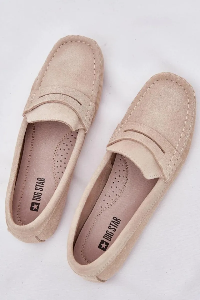 Big Star Shoes Zamszowe Mokasyny Damskie Big Star RR274947 Beżowe Beżowy