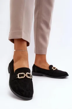 Online Boto Zamszowe Mokasyny Damskie Na Płaskim Obcasie Czarne Misal